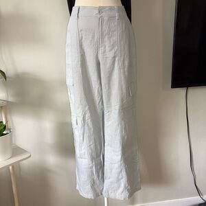 Light Blue Hollister Ultra High-Rise Baggy Cargo Pants Linen Women’s M